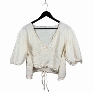 Krista Larson 100% Silk Cream Ivory Shirt Blouse OS Made in USA